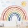 DECOWALL FH4-2432 Adhesivos de pared con diseño de arcoíris y citas en acuarela grandes para decoración de guardería de niñas