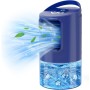 Aire acondicionado portátil 5 en 1 azul con refrigeración, ventilador y humidificador, 3 velocidades iluminación LED de 7