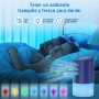 Aire acondicionado portátil 5 en 1 azul con refrigeración, ventilador y humidificador, 3 velocidades iluminación LED de 7