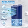 Aire acondicionado portátil 5 en 1 azul con refrigeración, ventilador y humidificador, 3 velocidades iluminación LED de 7