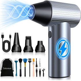Solareye Soplador de Aire Comprimido de 3 Velocidades Ajustables, Air Duster de 300,000 RPM para Limpieza de PC, Soprador Air