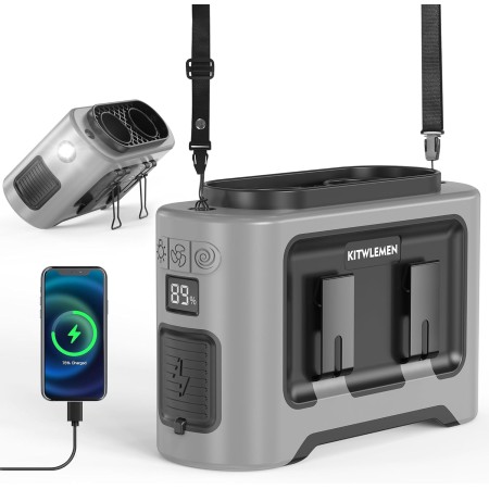 KITWLEMEN Ventilador portátil de 14500 mAh, personal recargable con clip, refrigeración de 67 horas, 5 velocidades, negro, mini,