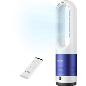 IcyAir Ventilador de Torre sin Aspas de 55cm, Ventilador Sin Aspas Silencioso 35 dB, Oscilación 90°, 8 Velocidades, Temporizador
