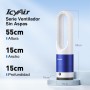 IcyAir Ventilador de Torre sin Aspas de 55cm, Ventilador Sin Aspas Silencioso 35 dB, Oscilación 90°, 8 Velocidades, Temporizador