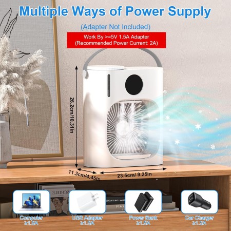 Aire Acondicionado Portatil, GuKKK 4 en 1 Mini Refrigerador de Aire Móvil Ventilador, 900ML Enfriador de Aire, USB Mini
