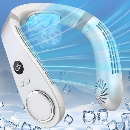 DDKJ Ventilador de Cuello con Aire Acondicionado 5500mAh,Aire Acondicionado Cuello 5 Velocidad,Neck Fan USB Rechargeable 3