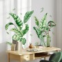 Calcomanías de pared de hojas de palma tropicales, calcomanías de pared de plantas verdes grandes, calcomanías de vinilo para