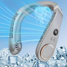 Kouric Ventilador de Cuello con Aire Acondicionado,Aire Acondicionado de Cuello 3 Niveles de Refrigeración,Portable Neck Fan 5