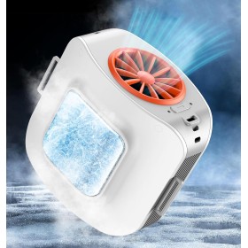 Ventilador de Cintura Portatil Con Hielo Placa de Refrigeración, Ventilador de Cuello Camiseta 13500RPM 10000mAh Recargable,Mini