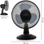TROTEC Ventilador de Mesa TVE 11, 25 W, Oscilación Automática de 80°, 2 Velocidades de Ventilación, Base de Apoyo Estable y