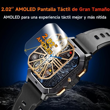 OUKITEL Reloj Inteligente Hombre, 2.02" Smartwatch Hombre con Llamadas Bluetooth, Smartwatch con Notificaciones de