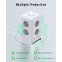 Torre Regletas Enchufes, Regleta USB 8 Tomas de AC y 4 USB Enchufe Multiple,Regleta Enchufes Proteccion Sobretension, 2 M