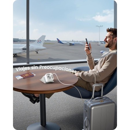 LENCENT Adaptador Enchufe USA, Cargador Americano Viaje con 2 USB-C y 2 USB-A, Adaptador Europa Portugal a EE.UU. Compacto