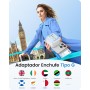 LENCENT Adaptador Enchufe USA, Cargador Americano Viaje con 2 USB-C y 2 USB-A, Adaptador Europa Portugal a EE.UU. Compacto
