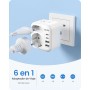 LENCENT Adaptador Enchufe USA, Cargador Americano Viaje con 2 USB-C y 2 USB-A, Adaptador Europa Portugal a EE.UU. Compacto