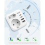 LENCENT Adaptador Enchufe USA, Cargador Americano Viaje con 2 USB-C y 2 USB-A, Adaptador Europa Portugal a EE.UU. Compacto