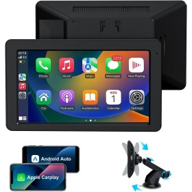 Pantalla Coche, 7" Pantalla Carplay Coche para Apple y Android con Navegación GPS, Bluetooth 5.2, Control por Voz Manos Libres,