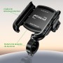 MOGGAM Soporte movil moto y scooter antivibración con cuerpo y anilla de aluminio para montaje en manillar y espejo retrovisor -