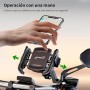 MOGGAM Soporte movil moto y scooter antivibración con cuerpo y anilla de aluminio para montaje en manillar y espejo retrovisor -