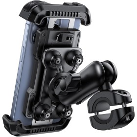 Lamicall Soporte Móvil Moto - [Doble Antivibración] Brazo Extensible Metálico, Soporte Móvil Bicicleta Antirrobo, 2 x 360°