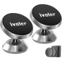 Soporte Móvil Coche, ivoler 2 Pack Soporte Magnético Móvil Coche Aluminio con 4 Pegatinas Metalicas,Iman Coche Móvil/Soporte Car