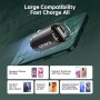 Omars Cargador de Coche, [USB C 33W + USB A 30W] 5A Carga rápida con Anillo de tracción, para iPhone12 Pro MAX Mini Samsung S21