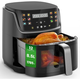 XXL Air Fryer 8.5 L with LED Touch Screen, 12 Functions, Oil-Free Fryer with Window, Dishwasher Safe, 1785 W Air Fryer –