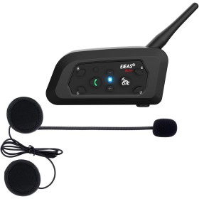 Ejeas V6 Pro Intercomunicador Bluetooth para Motocicletas, Gama Comunicación Intercom de 1200m, intercomunicador Casco Moto,