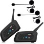 Ejeas V6 Pro Intercomunicador Bluetooth para Motocicletas, Gama Comunicación Intercom de 1200m, intercomunicador Casco Moto,