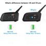 Ejeas V6 Pro Intercomunicador Bluetooth para Motocicletas, Gama Comunicación Intercom de 1200m, intercomunicador Casco Moto,