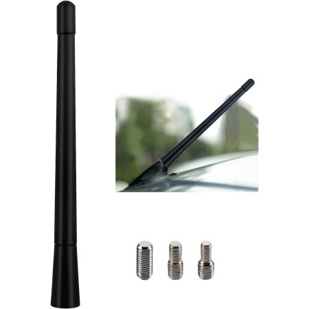 VooGenzek 6.5cm Mini Antena Coche Corta, Antena Radio Coche Universal, Antena de Coche Corta Pequeña, con 3 Tornillos M4/M5/M6