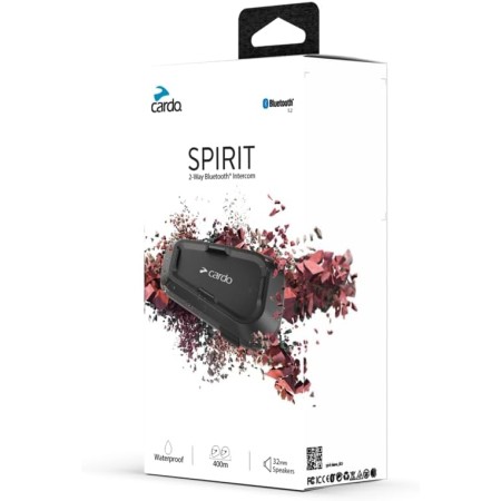 Cardo Spirit HD Motocicleta 2 Vías Bluetooth Sistema intercomunicador, Negro, Individual