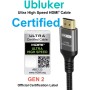 Ubluker 10K 8K 4K Cable HDMI 48Gbps 1.5M, Certificado Ultra Alta Velocidad HDMI® Cable 4K 240Hz 144Hz 8K60Hz 0.01ms HDR10+ ARC
