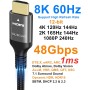Ubluker 10K 8K 4K Cable HDMI 48Gbps 1.5M, Certificado Ultra Alta Velocidad HDMI® Cable 4K 240Hz 144Hz 8K60Hz 0.01ms HDR10+ ARC