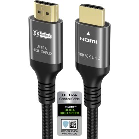 Ubluker 10K 8K 4K Cable HDMI 48Gbps 1.5M, Certificado Ultra Alta Velocidad HDMI® Cable 4K 240Hz 144Hz 8K60Hz 0.01ms HDR10+ ARC