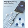 familaha Adaptador de Lightning a USB C Audio, USB C Macho a Lightning para Auriculares, Adaptador Type C a Lightning para