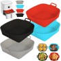 PQETBV Silicone Molds for Air Fryer, 4 Pieces Air Fryer Mold, 21 cm Silicone Air Fryer Container, Reusable Silicone Molds Air