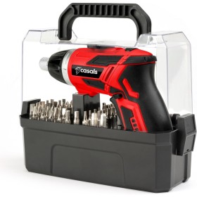 CASALS - Taladro atornillador a batería de 3,6V y 230rpm | Taladro inalámbrico con maletín de 52 puntas | Mini taladro de 1.3Ah