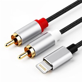 Wonvify Cable RCA Audio, Cable Cinch para i-Phone, Cable Lightn-ing a 2RCA para Teléfono Tablet PC Reproductor de MP3, Pod,