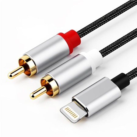 Wonvify Cable RCA Audio, Cable Cinch para i-Phone, Cable Lightn-ing a 2RCA para Teléfono Tablet PC Reproductor de MP3, Pod,