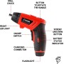 CASALS - Taladro atornillador a batería de 3,6V y 230rpm | Taladro inalámbrico con maletín de 52 puntas | Mini taladro de 1.3Ah