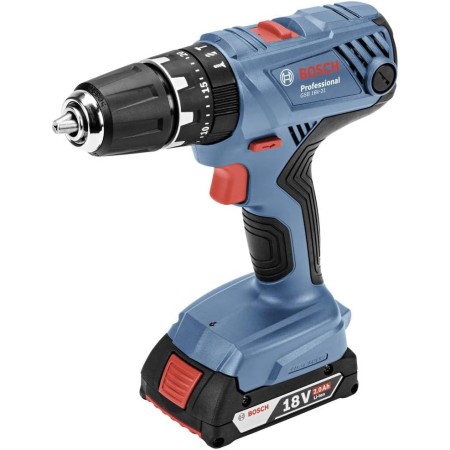 Bosch Professional 18V System GSB 18V-21 - Taladro percutor a batería (55 Nm, 1800 rpm, 2 baterías x 2.0 Ah, set 40 puntas, en