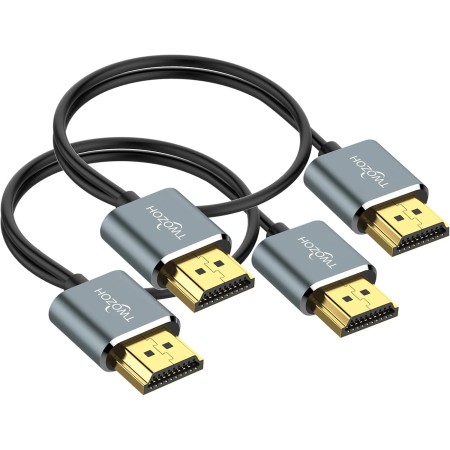 Twozoh Cable HDMI Flexible y Delgado 0,5M 2 Unidades, Cable HDMI Ultrafino compatible con alta velocidad 4K&60Hz 18Gbps