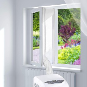Sealed Window Air Conditioning 400 cm, Portable Air Conditioner Window Kit Double Zip, Blocks Hot Air, Easy Installation, for