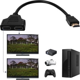 Jewan Adaptador Divisor HDMI, 1080P HDMI Macho a Doble Hembra, 1 a 2 Vías, Divisor de Cable para HDTV HD, Monitor y Proyectores,