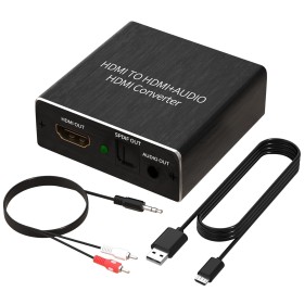 HDMI Audio Extractor 4k,Ozvavzk HDMI a HDMi Óptical SPDIF Toslink Salida de 3.5mm Audio Adaptador de Vídeo Splitter para Blu-ray