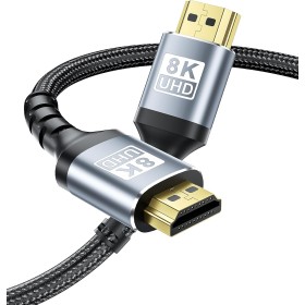 BYEASY Cable HDMI, cable HDMI 2.1 de 2 m 8K a 60 Hz, 4K a 120Hz, eARC, Dolby, 3D, Ethernet, compatible con todos los