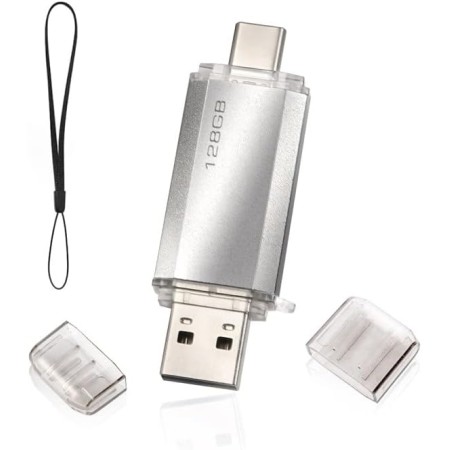 Tipo C Memoria 2 en 1 USB 128gb, Pen Drive USB C 128 GB Tipo C Y USB 2.0 Memoria Flash 128gb para Smartphones