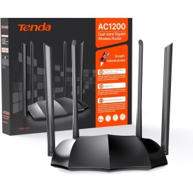 Tenda AC8 - Router WiFi AC1200, Doble Banda (5GHz/2.4GHz), WiFi Router Inalámbrico, Modo Punto de Acceso, 4 * 6dBi Antenas
