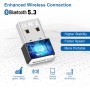 USB Bluetooth 5.3 Adaptador - Adaptador Bluetooth para PC Plug & Play, Dongle USB para Portátil, Auriculares, Teclado, Ratón,